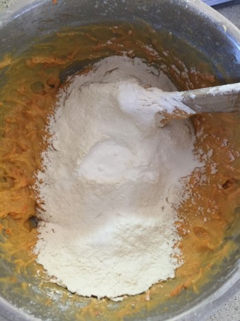 The lovely gold of the carrot batter.