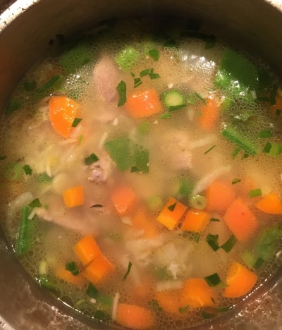 Soup made with proper stock. Healthy and delicious.
