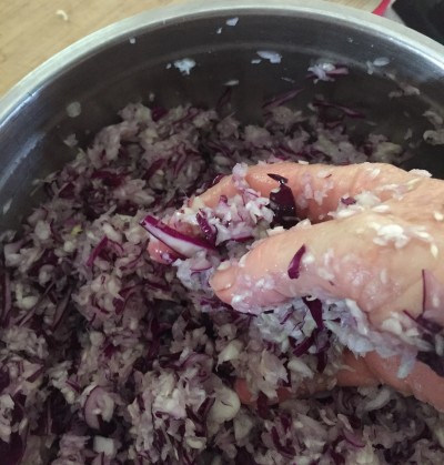 Get your hands in the cabbage and work it hard.