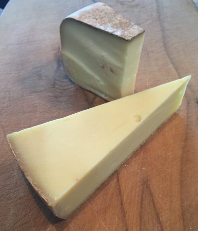 The Eigernordwandkase (front) and Gabietou cheeses, stars of the Tour de France selection. 